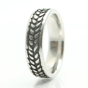 Barley Ring in Narrow Stainless Steel - Donna Hiebert Artist