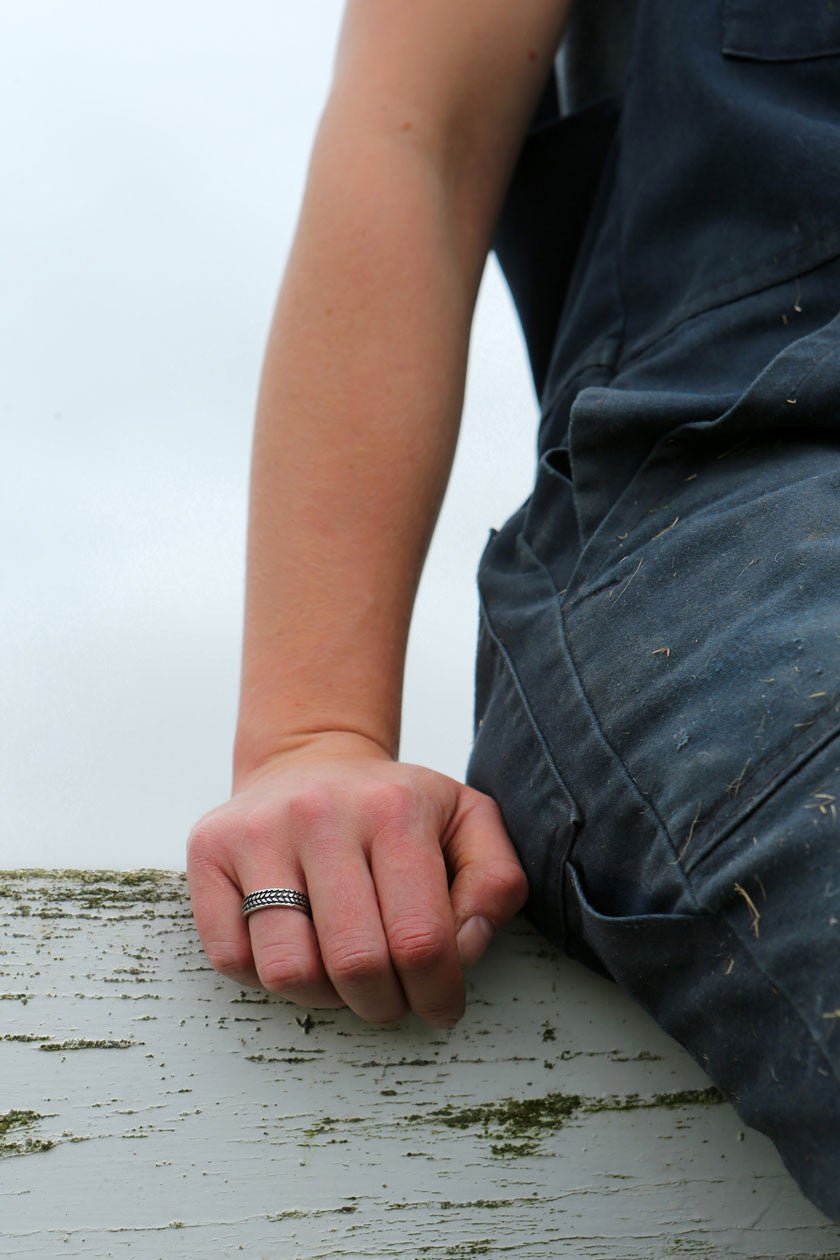 Barley Ring in Narrow Stainless Steel - Donna Hiebert Artist