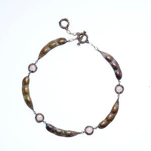 Edamame Retro Necklace in Jade & Rose Quartz - Donna Hiebert Artist